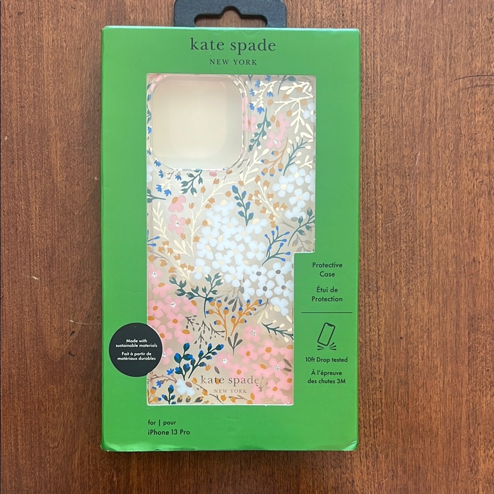 Kate Spade Pink and Gold Floral iPhone 13 Pro Case